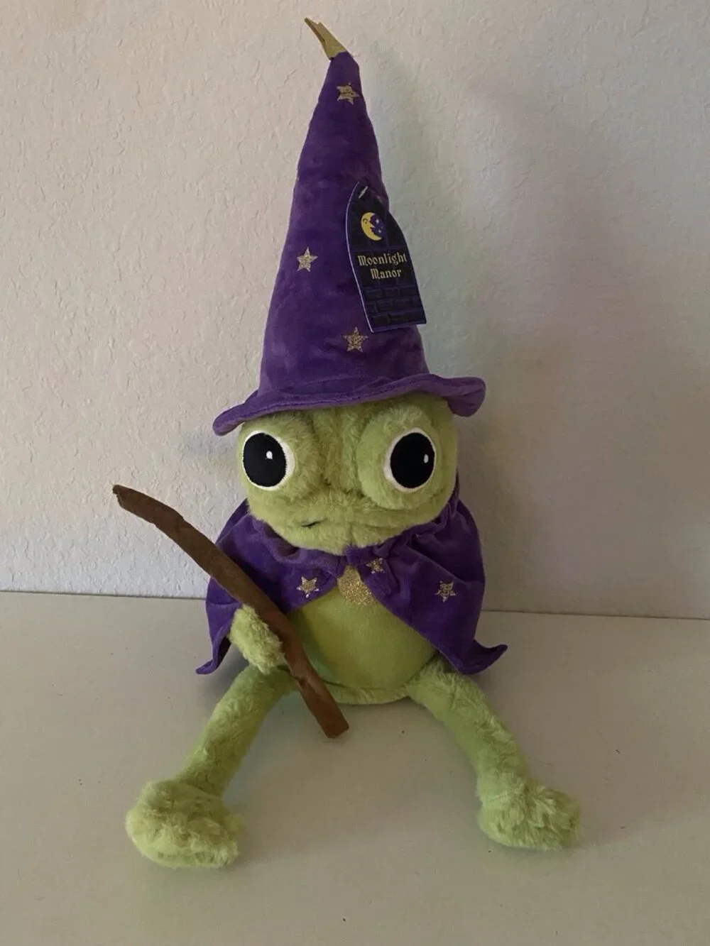 Moonlight Manor Frog Wizard With Hat & Wand Plush Green/Purple Halloween VIRAL - Picture 1 of 11
